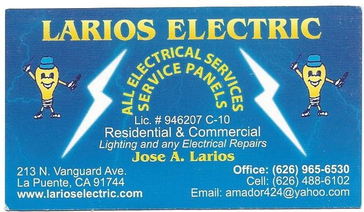 Business Card - Larios Electric Inc